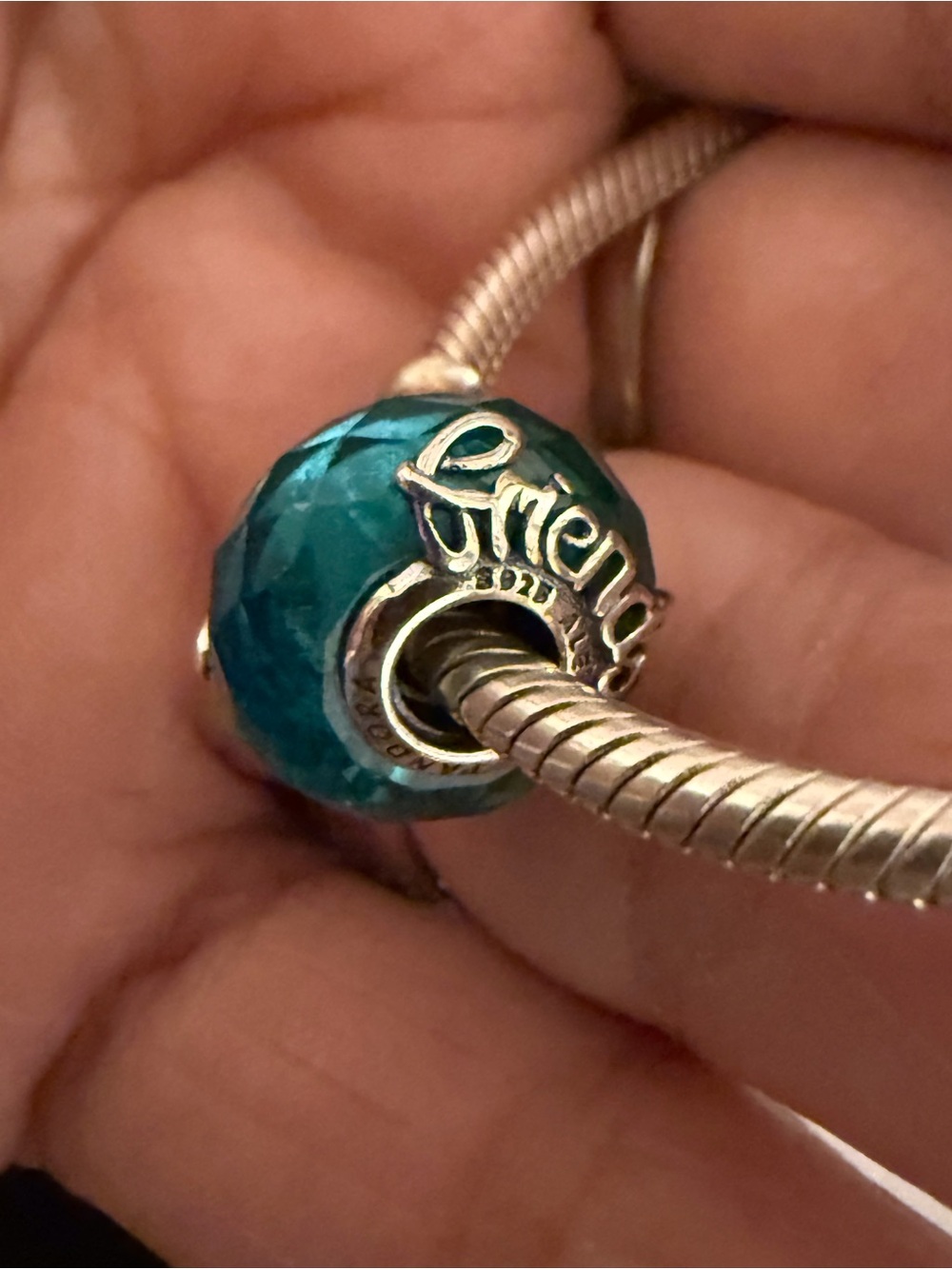 Pandora Teal Faceted 'Friends' Charm Bead